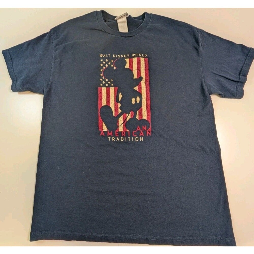 VTG Walt Disney World An American Tradition Mickey Mouse Shirt Size L Dark Blue